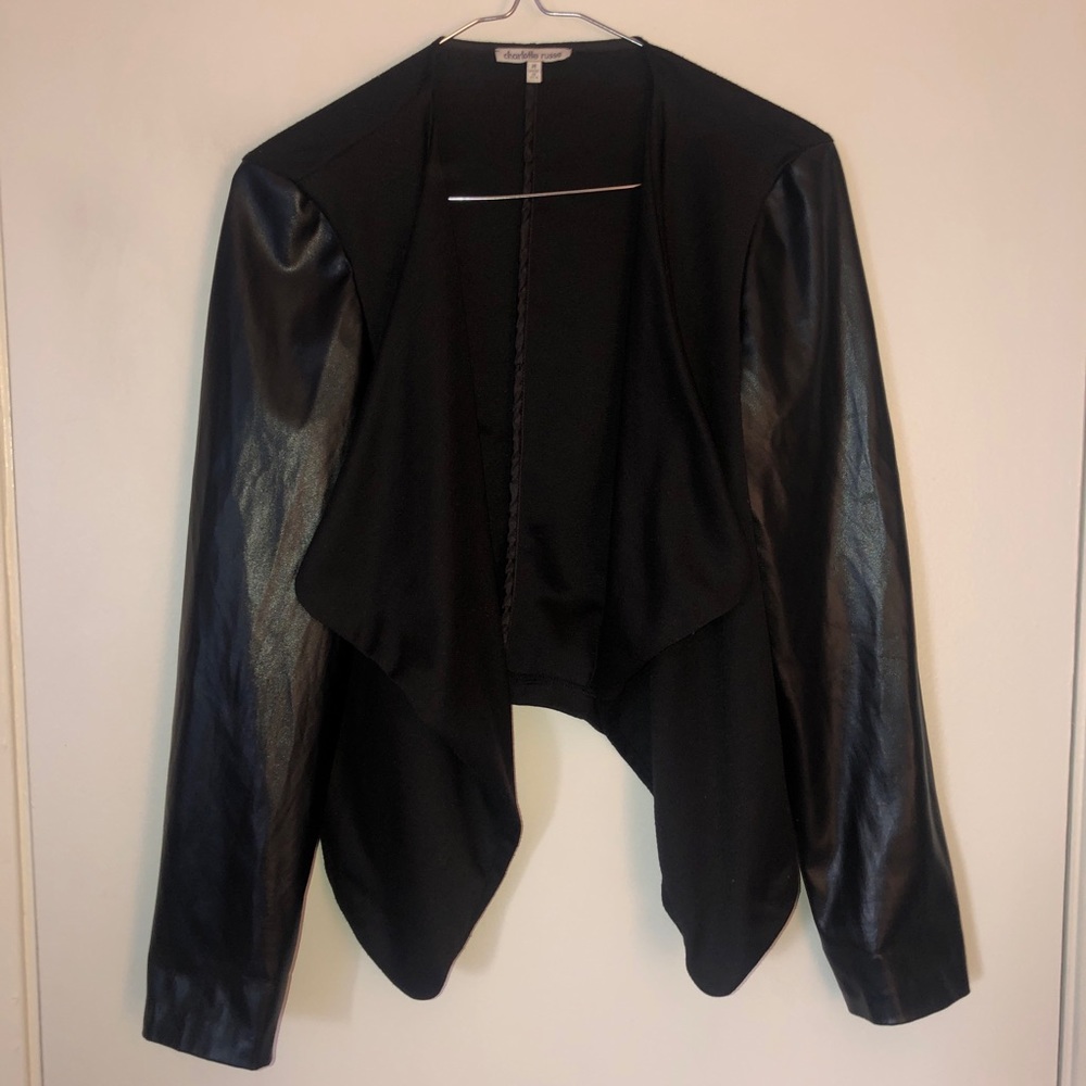 Charlotte Russe Faux Leather Black Blazer Top